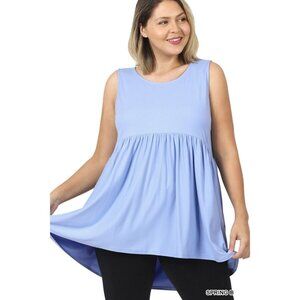 Zenana Spring Blue Sleeveless Empire Waist Top - PT3145